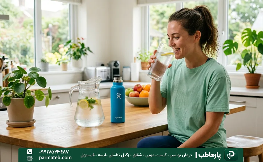 نوشیدن آب کافی برای درمان خانگی همورئید ترومبوزه