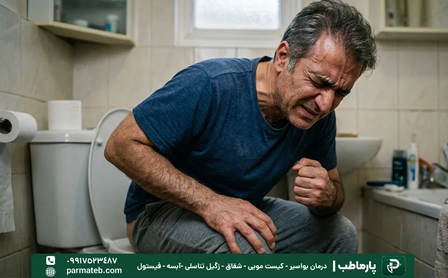 یبوست و فشار زمان دفع از علت های هموروئید ترومبوزه