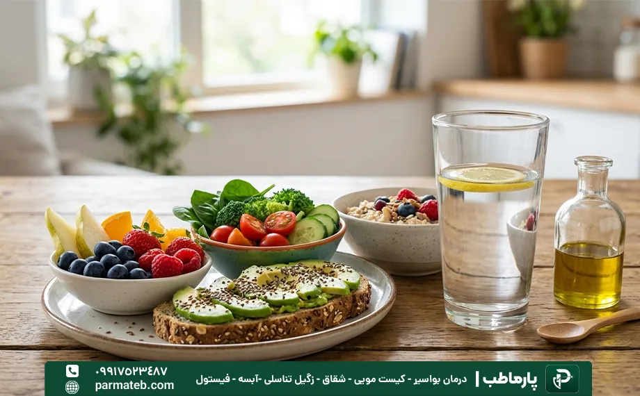 مراقبت بعد از درمان آبسه مقعدی با تغذیه پرفیبر