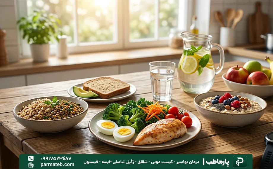 تغذیه مناسب بعد از عمل کیست مویی