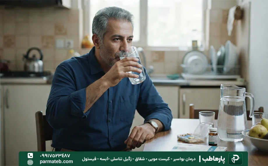 نوشیدن آب کافی برای درمان خانگی زخم مقعدی